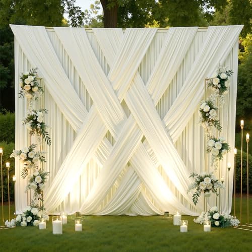 30x12 ft Ivory Backdrop Curtains for Weddings Parties, Birthdays and Photos by PartyVillage