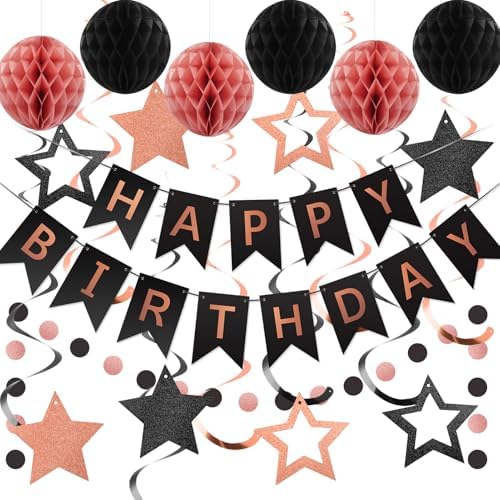 meowtastic Birthday Decorations Happy Birthday Banner with Honeycomb Balls by meowtastic%C2%AE%E2%80%94Idealforyourparty