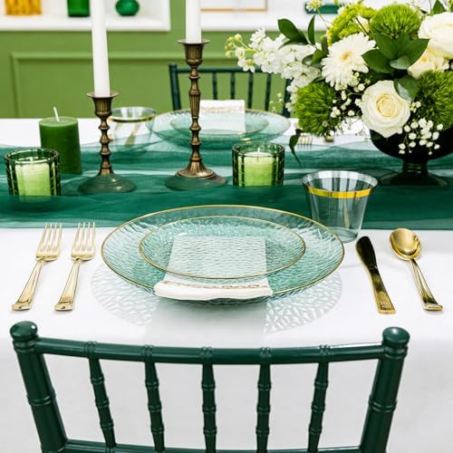 DaYammi 175PCS Green Plastic Dinnerware Set for 25 Guests - Image 2