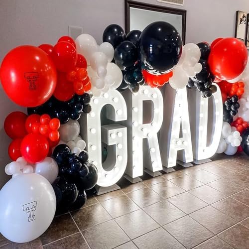 Red Black and White Balloon Arch Kit, ADOINBY 140Pcs Red and Black White Silver Garland kit, 18 12 10 5 Inch Different Size Balloons for Birthday Party Anniversary Racing Car New Year Prom Decorations - Image 4