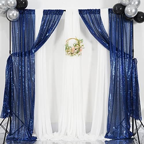 Poise3EHome 4Pcs 2Ft x 8Ft Blue Sequin Backdrop Curtains, Glitter Photography Backdrop, Sequence Xmas Thanksgiving Backdrop (Navy Blue, 4 pcs-2ftx8ft) - Image 6
