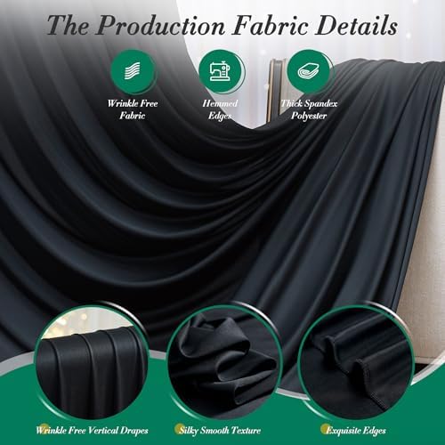 20 ft x 8 ft Black Backdrop Curtain for Parties, 4 Panels 5 ft x 8 ft Wrinkle Free Polyester Photo Black Backdrop Drapesfor Graduations Birthday Wedding Party Stage Curtains Home Decoration Supplies - Image 4