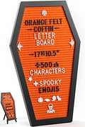 Nomnu Coffin Letter Board, Orange Goth Decor w/Bat Stickers, Spooky Emojis by Nomnu