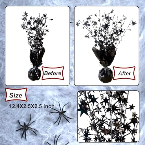 FUBININA 6 Pack Halloween Table Centerpieces Party Table Decoration Metallic Foil Spray Centerpiece Star Black Decor Indoor for Birthday Wedding Anniversary Graduation Holiday Party Supplies - Image 3