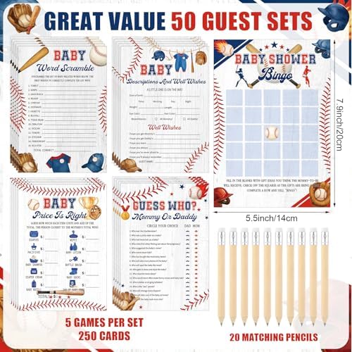 Patelai 321 Pcs Baby Shower Games Supplies, Baseball - Image 4