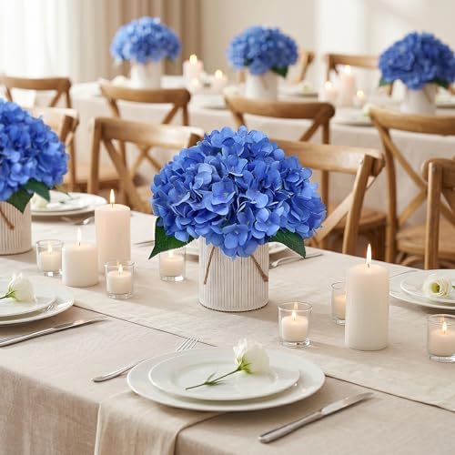 Set of 6 Artificial Flower Table Centerpieces (Blue, 6 X Flower Table Centerpieces) - Image 3