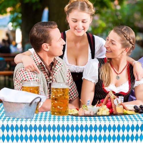 12 Pack Oktoberfest Tablecloths Bulk 54 x 108 Inch Plastic Bavarian Style - Image 5