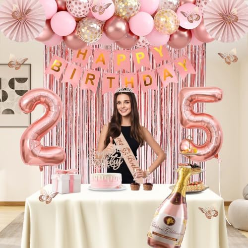 Juesly 25th Birthday Decorations for Women, 51pcs 25 Year Old Party Set - Image 6