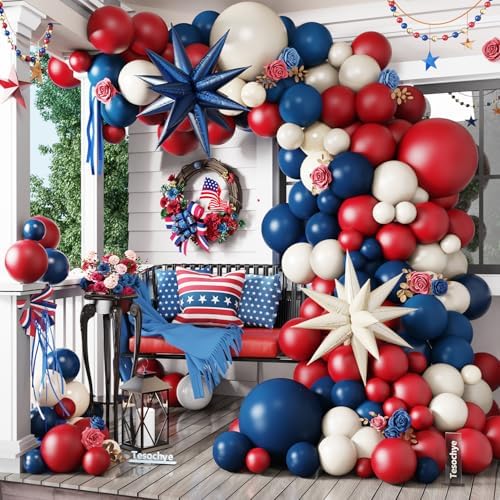 Tesochye Red White and Blue Balloon Arch Kit,Patriotic Balloon Arch Kit by Tesochye