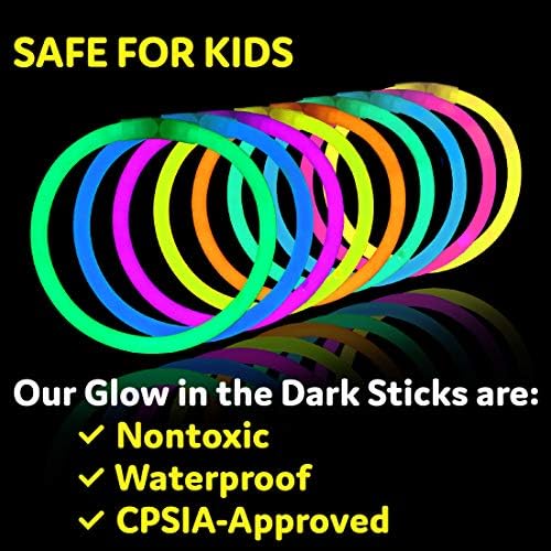 PartySticks Ultra Bright Glow Sticks Bulk Party Supplies 400 Pack - 8" Glow in the Dark Light Up Halloween Party Favors, Glow Decorations, Neon Party Necklaces and Bracelets with Connectors - Image 6