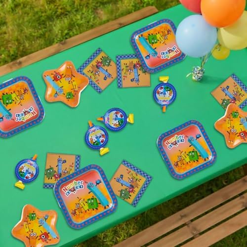 Numberblocks Deluxe Party Supplies Kit, 79-Piece Birthday Party Set for 10 Guests with Plates, Cups, Napkins, Decorations and Table Cover - Image 7