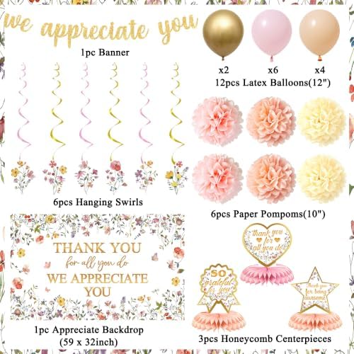 Vlipoeasn We Appreciate You Banner Decorations(Floral) - Image 2