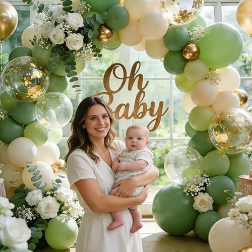 Sage Green and Gold Balloon Arch Kit 129 PCS - Image 3