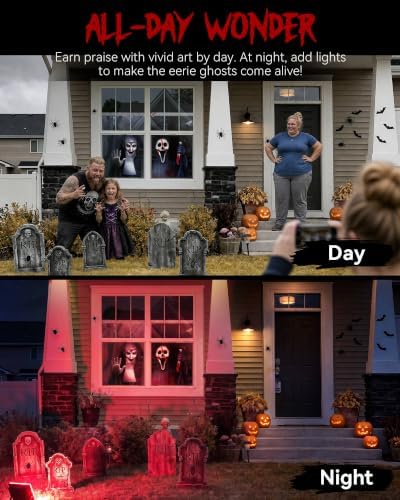 2pcs Halloween Window Cover Decor, Scary Ghost Curtain Outdoor - Image 6