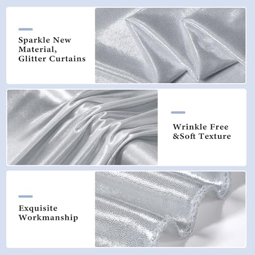 Outpain Thick 30 ft x 10 ft Silver Sequin Backdrop Curtain for Parties, Wrinkle Free Glitter Photo Backdrop Drapes 6 Panels 5x10ft Silver Back Drop Cloth for Wedding Christmas Photography Background - Image 3