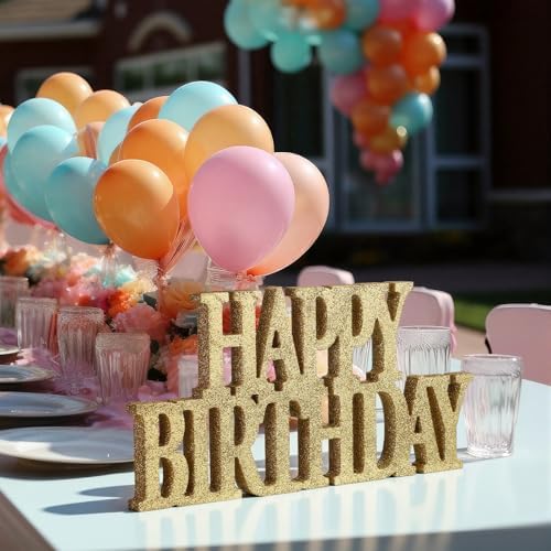 Novabright Happy Birthday Sign, Champagne Gold, Glitter - Image 5