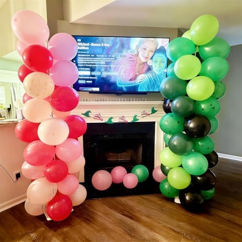 Jobkoo Pink and Green Balloons 12 Inch Dark Green Light Pale Pink Printed Birthday Latex Balloons for Girls Wizard Decor Baby Shower Bachelorette Party Decorations Supplies - Image 2