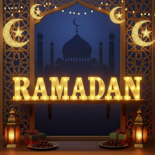 Honoson 7 Pcs Ramadan Eid Decoration Ramadan LED Lights Sign by Honoson