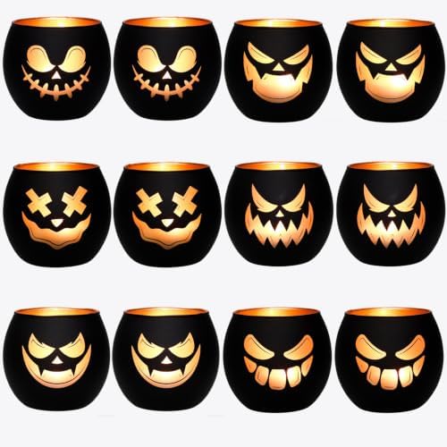 Jack O Lantern Votive Candle Holders for Indoor Outoddr Halloween Decor by SHMILMH