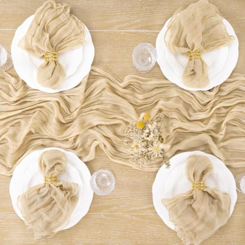 Champagne Cheesecloth Table Runner Farmhouse Sand Fall Table Runner 10ft - Image 6
