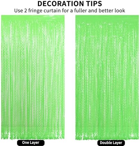 4 Pack Wavy Green Tinsel Backdrop Curtain - 3.3 ft x 6.6 ft Green Foil Fringe Curtains Photo Booth Prop Backdrop Streamer Birthday Party Decor - Image 6