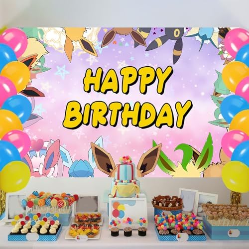 Cartoon Animation Birthday Party Backdrop,Evolutions Decor Supplies Include Happy Birthday Banner,Backdrop,Latex Balloon - Image 7