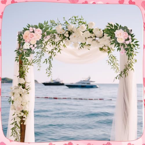 2 Pcs Wedding Arch Decorations, Soft Pink Rose Garland Pastel Set - Image 4