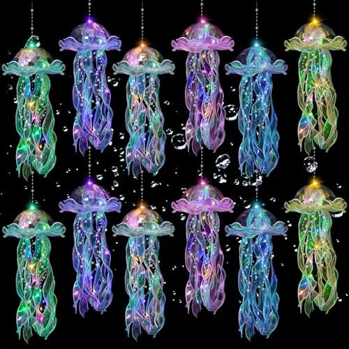 Jellyfish Decor - 12 Pcs Jellyfish Lanterns for Under the Sea Decorations, Hanging Jelly Fish Decoration for Mermaid Theme Party & Birthday Gifts for Women Girls (6 Colors) by Unknown