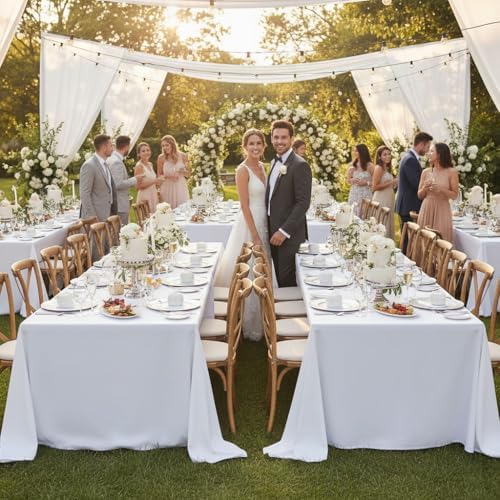 Fitable 6 Pack White Table Cloths 90x132 Inch for 6 Foot Rectangle Tables - Image 2