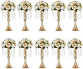 Sziqiqi Gold Floral Centerpiece Riser with Crystal Beads, 10Pcs, 13.8in by SZIQIQI