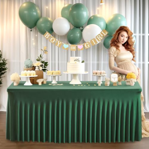 Shillance 2 Packs Green Spandex Table Clothes for 8 Foot Rectangle Table, Spandex Table Covers 8FT Stretch Table Skirts Wrinkle Free Fitted Table Cloth for Easter, Event, Wedding, Banquet & Parties - Image 6