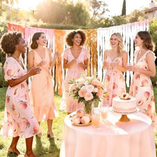 AOBKIAT Streamers Party Decorations,5 Rolls Pastel Pink Gold Orange Color - Image 3