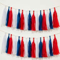 We Moment Blue Red and White Tissue Paper Tassels Party Tassel Garland Banner for Party Decorations, DIY Kits,15PCS by We+Moment