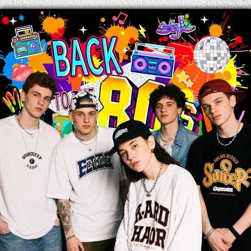 80s Background 12x10 FT Graffiti Back to The 80s Backdrop 1980s Birthday Party Decorations 90s Banner for Hip Hop Disco Glow Party Photography Props Supplies - Image 2