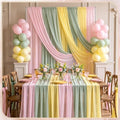 Boao 6 Pcs Pink and Sage Green Party Decorations Chiffon Table Runner by Boao