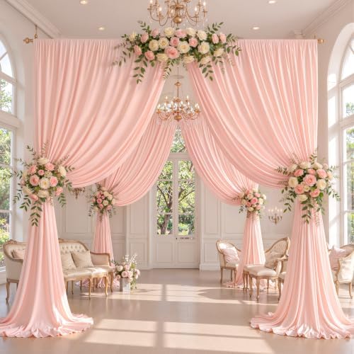 40x10ft Blush Pink Backdrop Curtain Panels for Parties - Wrinkle Free Polyester Photo Curtain Backdrop Wedding Back Drop Fabric Drapes for Party Decorations Background for Photography - Image 2