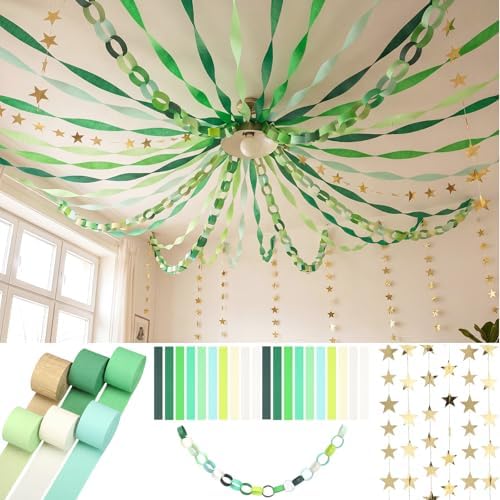 Frienda Paper Chain Strips Streamers Garland Set,Green,Colorful by Frienda