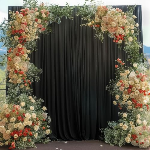 40x10FT Black Backdrop Curtains for Wedding Parties, Wrinkle Free Polyester Photography Backdrop Drapes for Wedding Baby Shower Birthday Parties Stage Background Stand Decorations 4x10ft,10 Panels - Image 3