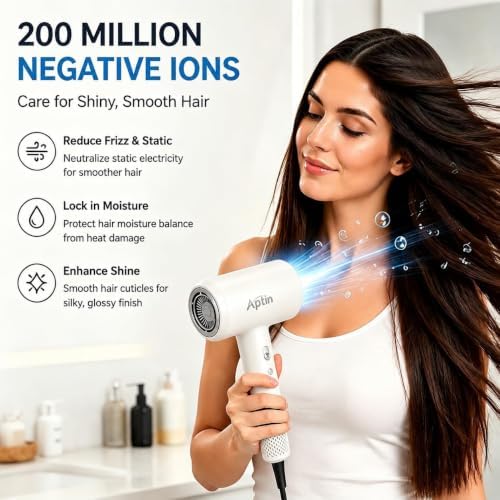 Ultra-Fast Drying High Speed Ionic Hair Dryer 110, 000 RPM, 200 Million Negative Ions for Frizz Reduction, Overheat Protection, Low Noise, Magnetic Concentrator, No Heat Damage, Lightweight - Image 5