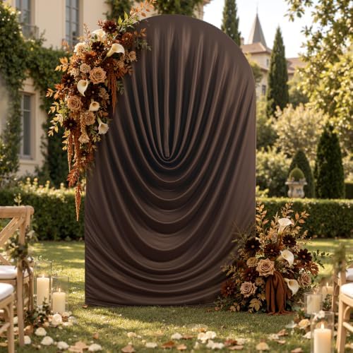 7.2FT Brown Draped Arch Cover, Ruched Ripple Arch Backdrop Cover by Unknown