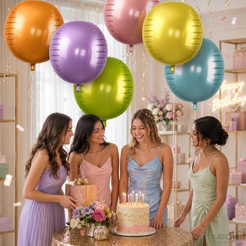 KatchOn Multicolor Foil Pastel Balloons – 22 Inch, Pack of 6 - Image 3