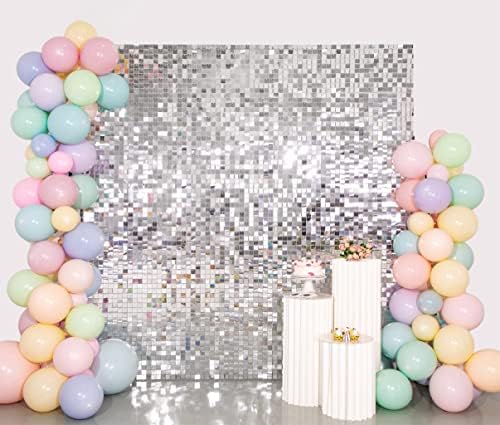Silver Shimmer Wall Backdrop, 12pcs Sequin Panels - Image 5