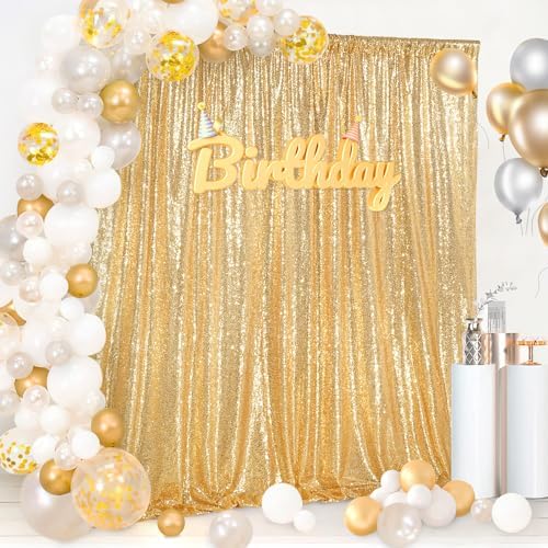 8ft x 8ft Gold Sequin Backdrop Curtain Glitter Photo Booth Backdrop - Image 5