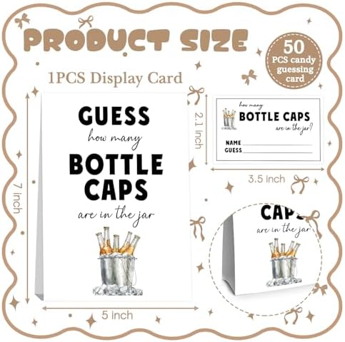 Beer and Diaper Party Decorations for Men,Guess How Many Baby Shower Game,Guess How Many Bottle Caps are in the Jar,Beer Birthday Party Game & Activities 50 Cards and Sign - Image 2