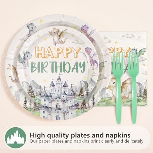 96 Pcs Watercolor Dragon 1st Birthday Party Decorations Serves 24 - Image 2