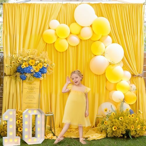 40x10FT Yellow Backdrop Curtains for Wedding Parties, Wrinkle Free Polyester Photography Backdrop Drapes for Wedding Baby Shower Birthday Parties Stage Background Stand Decorations 4x10ft,10 Panels - Image 5