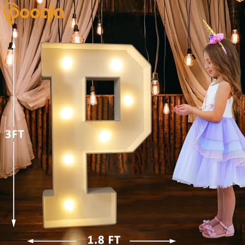 Pooqla 3 FT Marquee Letters, Light Up Letter P, Cool White and Warm White - Image 5