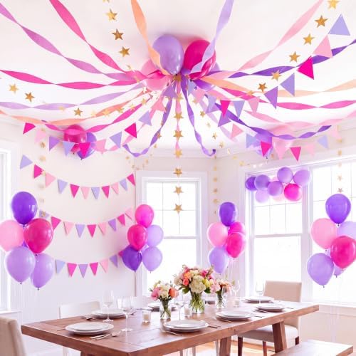 Frienda 14 Pcs Purple Pink Party Decorations Set for Fancy Birthday Party - Image 5