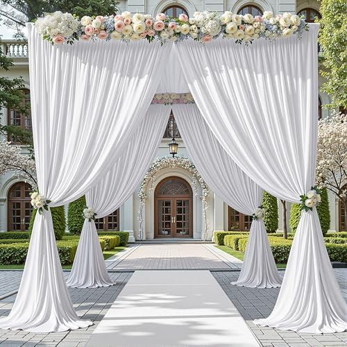 10x12ft White Backdrop Curtain Panels for Parties - Wrinkle Free Polyester Photo Curtain Backdrop Wedding Back Drop Fabric Drapes for Party Decorations Background for Photography - Image 3