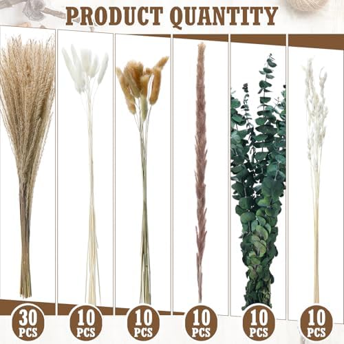Qinyoung 10 Set Dried Pampas Grass Table Centerpiece for Wedding, White - Image 3
